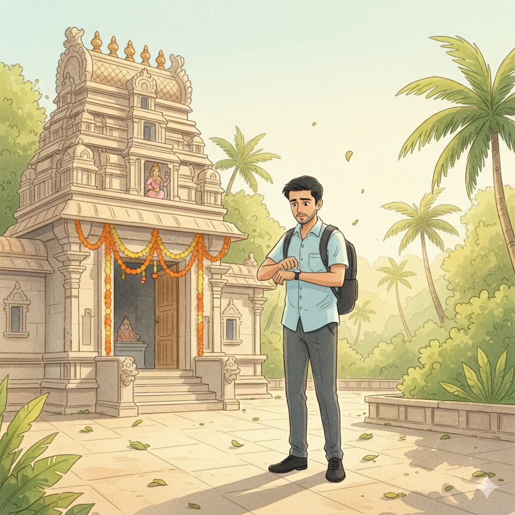 Mandir ke bahar intezaar