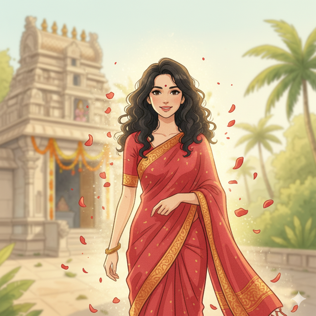 Kajal laal saree mein