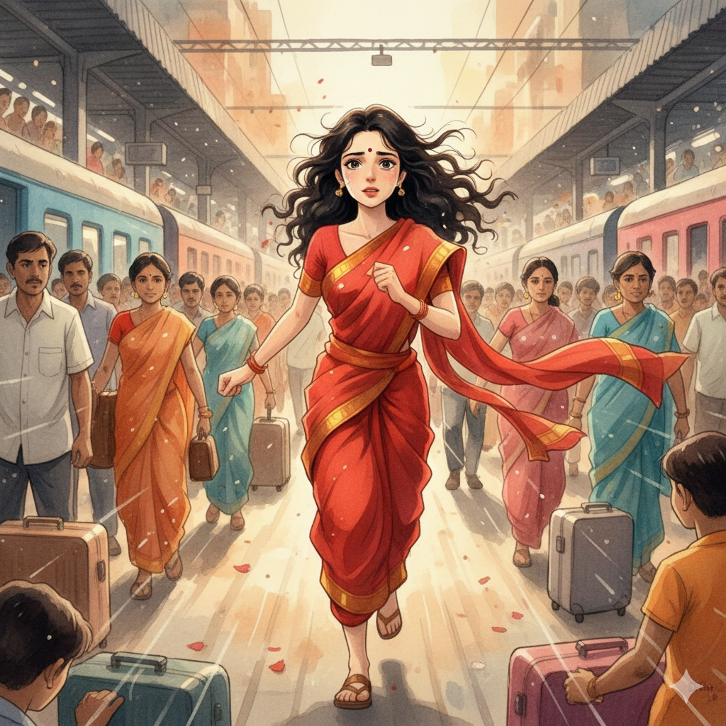 Kajal station pe daaudte hue